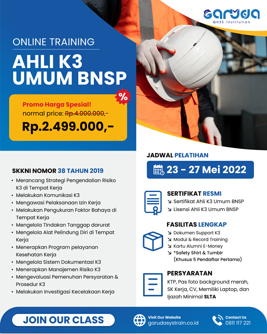 Jadwal Pelatihan Ahli K3 Umum Sertifikasi BNSP - Highres