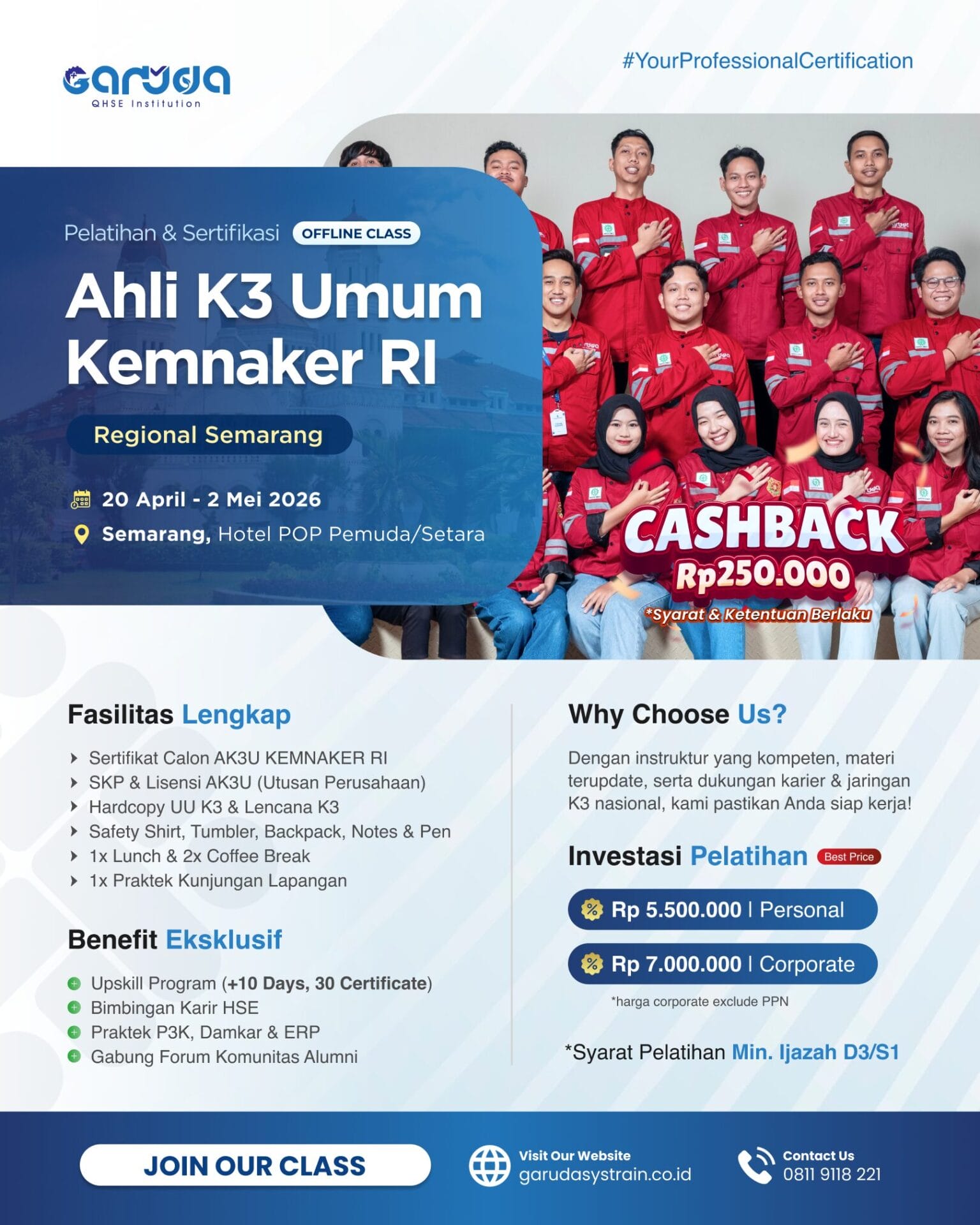 Jadwal Pelatihan Ahli K3 Umum KEMNAKER RI Semarang Update 23.02.2026