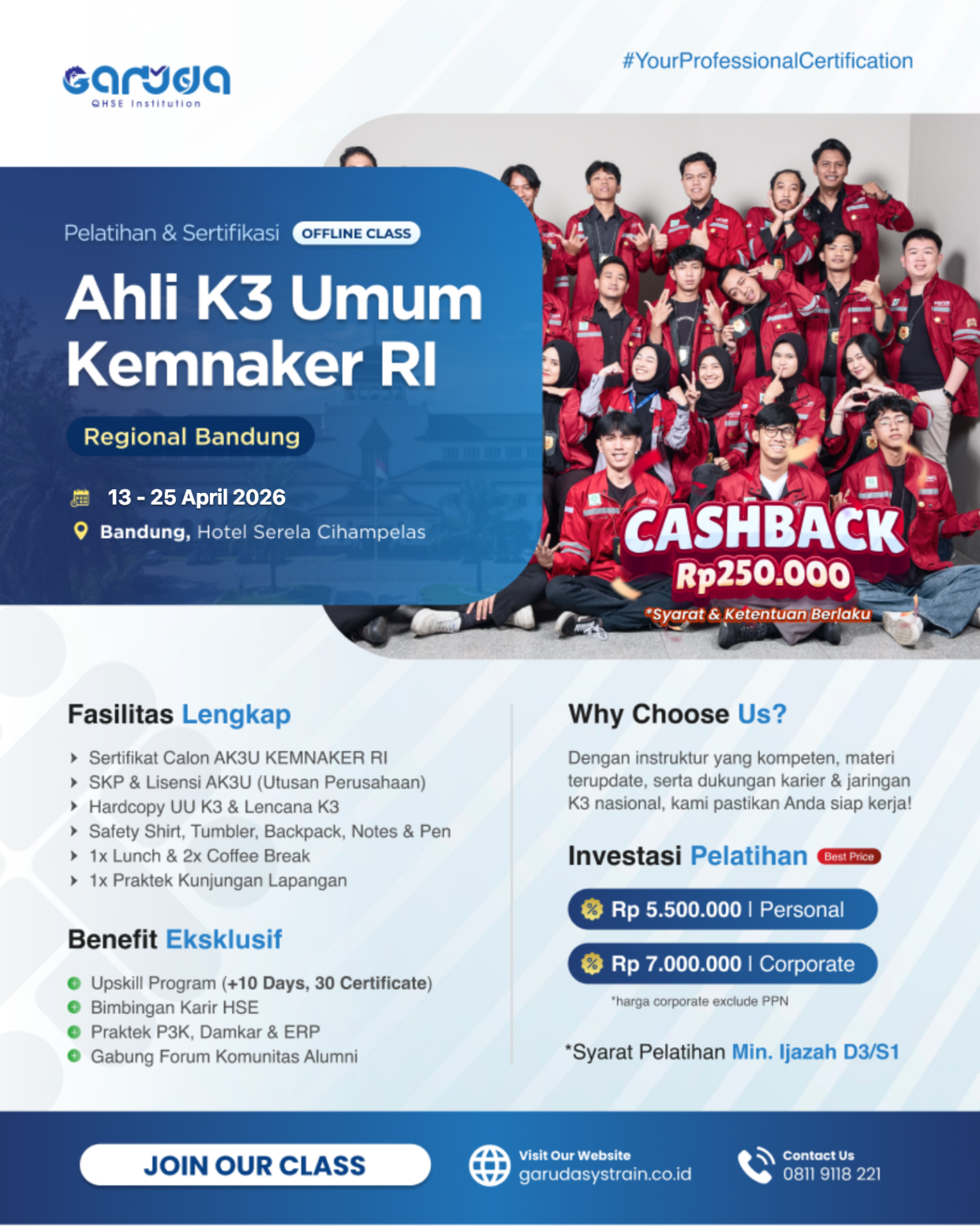 Jadwal Pelatihan Ahli K3 Umum KEMNAKER RI Bandung Update 23.02.2026