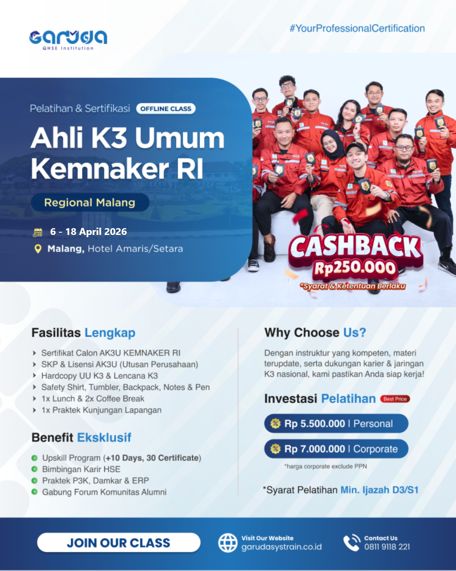 Jadwal Pelatihan Ahli K3 Umum KEMNAKER RI Malang Update 24.02.2026