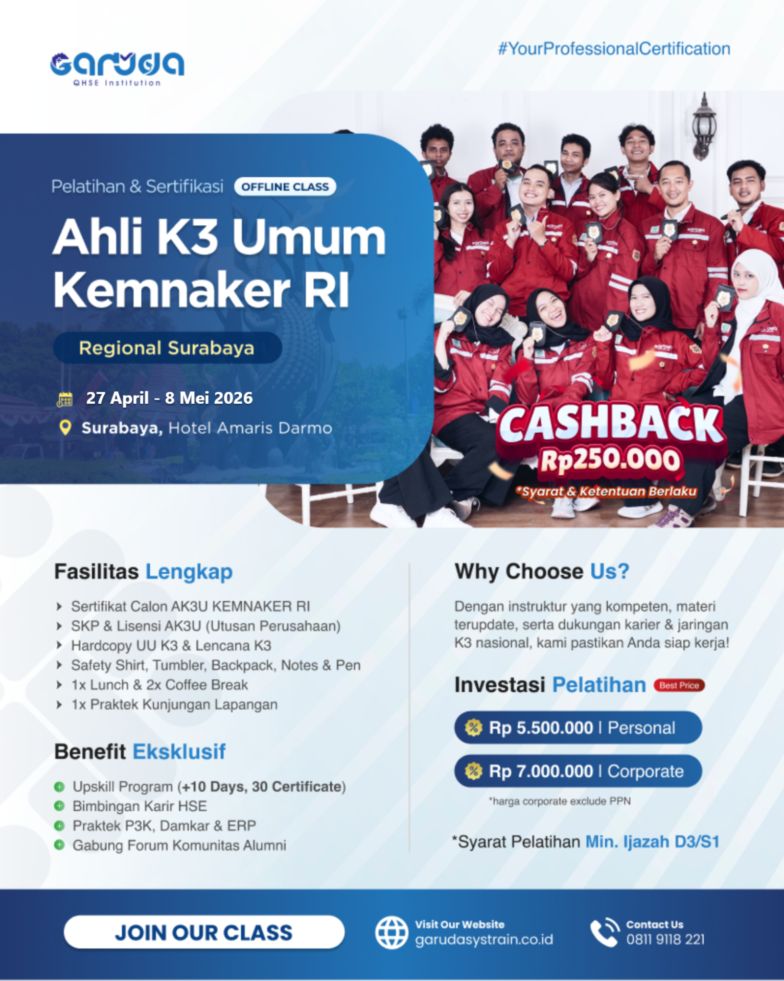 Jadwal Pelatihan Ahli K3 Umum KEMNAKER RI Surabaya Update 24.02.2026