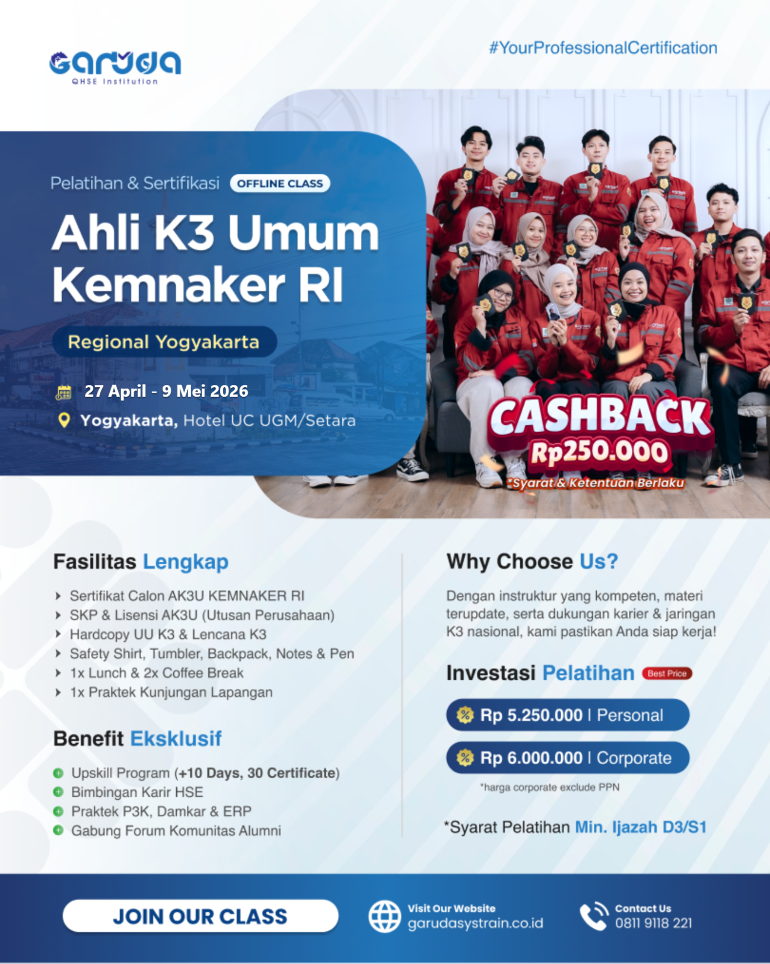 Jadwal Pelatihan Ahli K3 Umum KEMNAKER RI Yogyakarta Update 24.02.2026