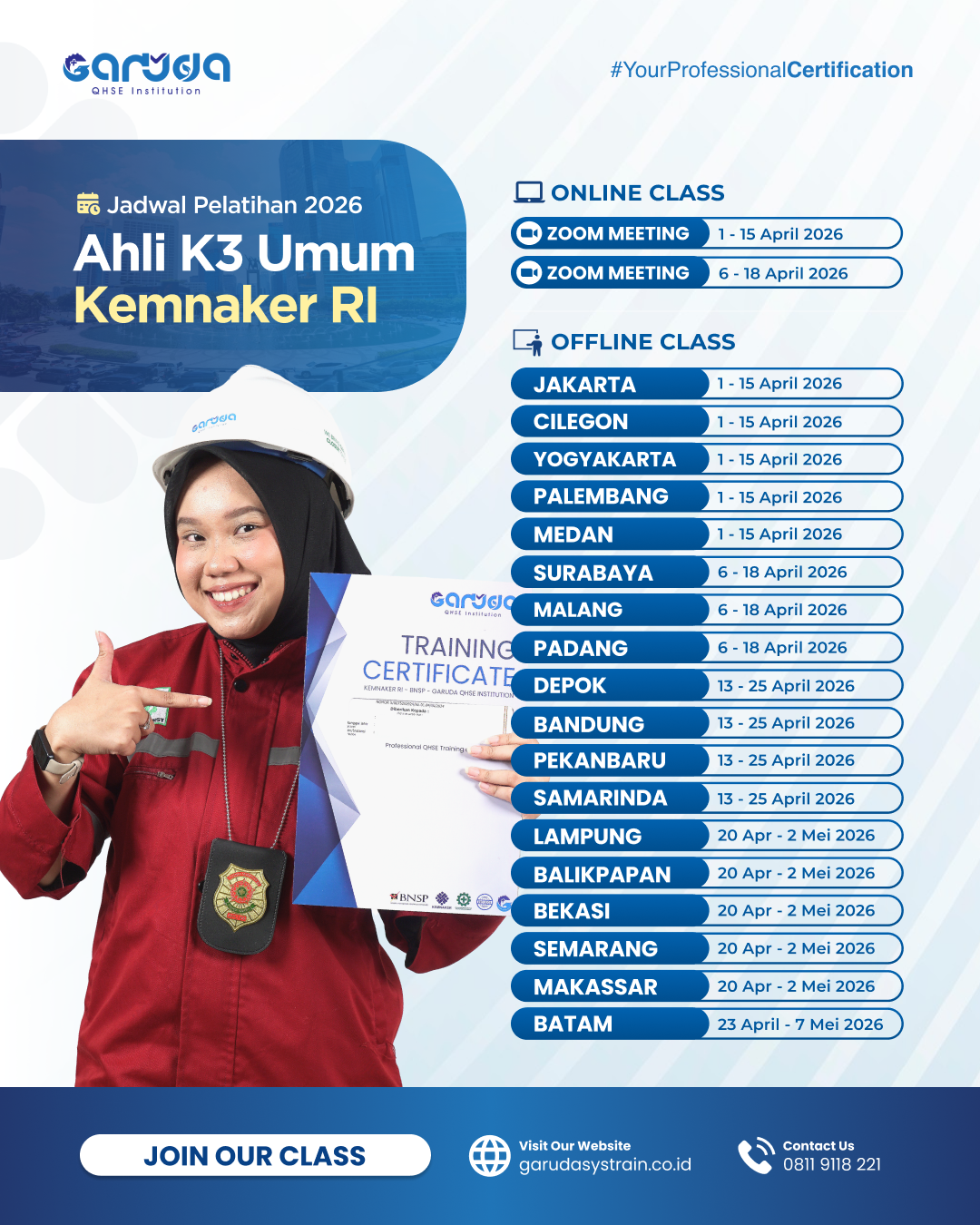 Jadwal Pelatihan Ahli K3 Umum KEMNAKER RI Update 13.03.2026